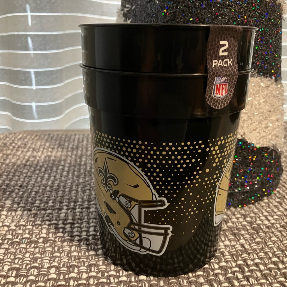 NFL NEW ORLEANS SAINTS PLASTIC DRINKING CUPS - 2 PACK - NWT